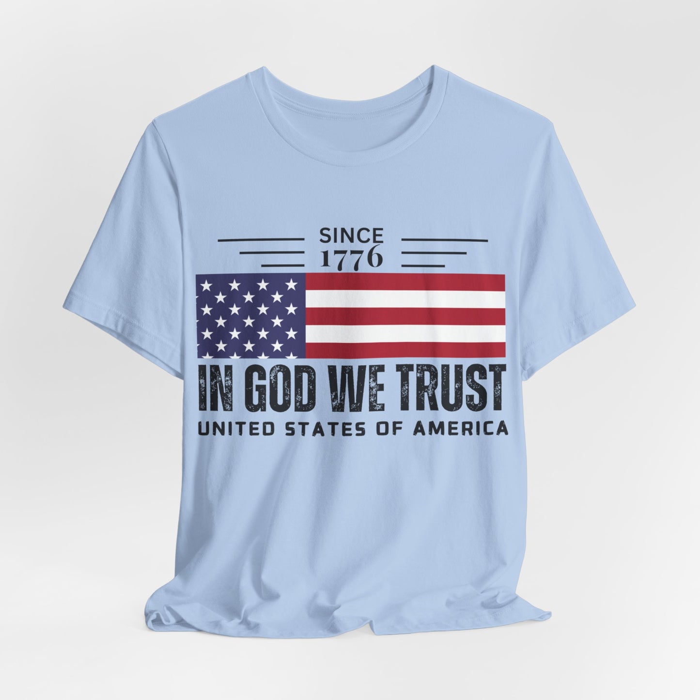 In God We Trust Christian American Flag Tshirt with US Flag