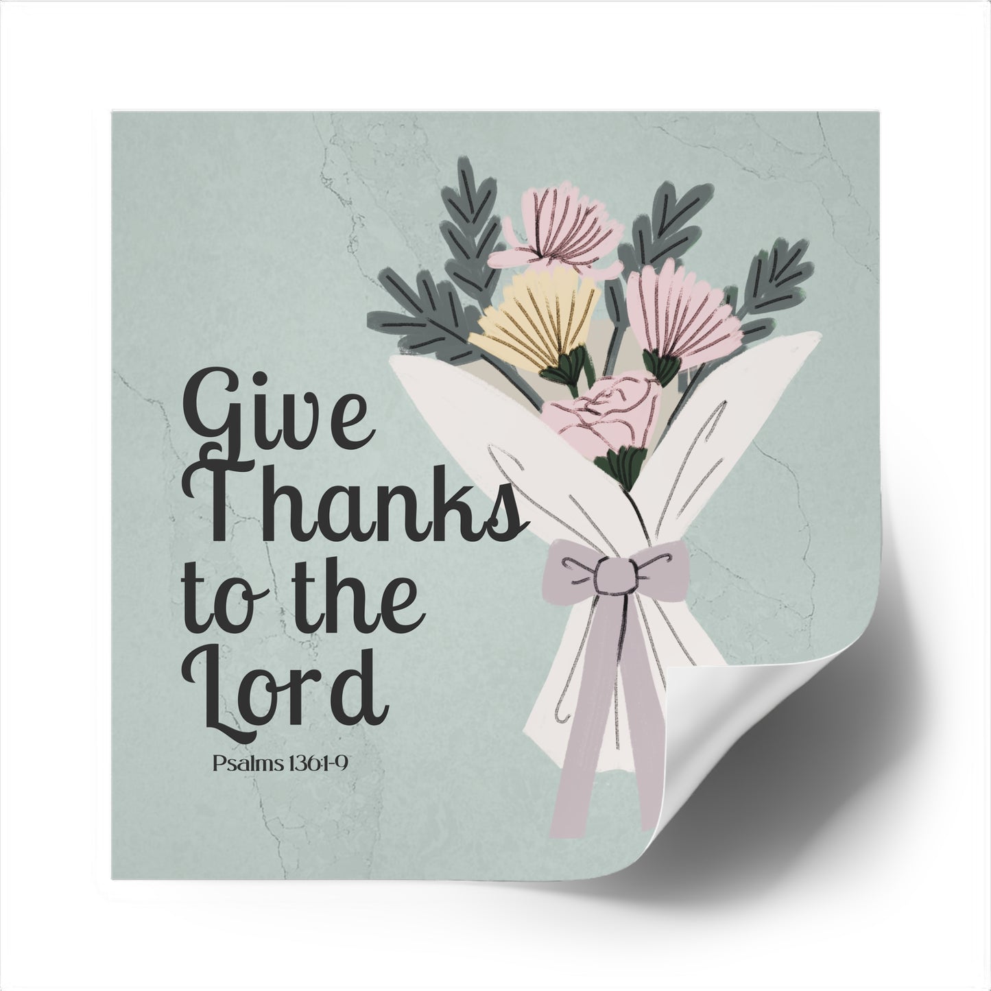 Cute Thank You Sticker with Bible Verse Square Sticker Thanksgiving Sticker Christian Sticker