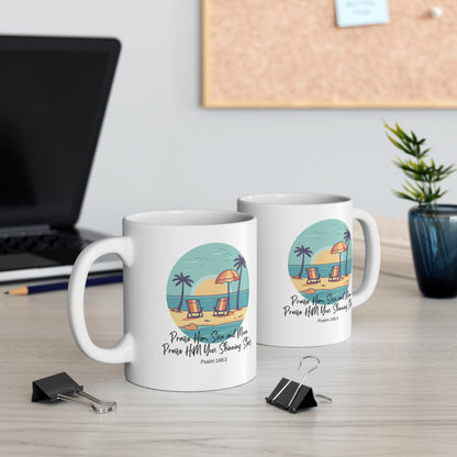 Praise The Lord Sun Moon and Start Christian Coffee Mug