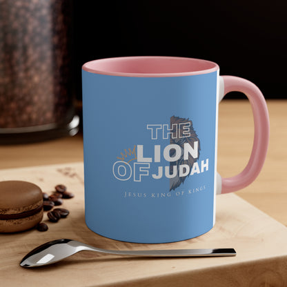 Lion of Judah Christian Inspired Accent Coffee Mug, 11oz in Blue