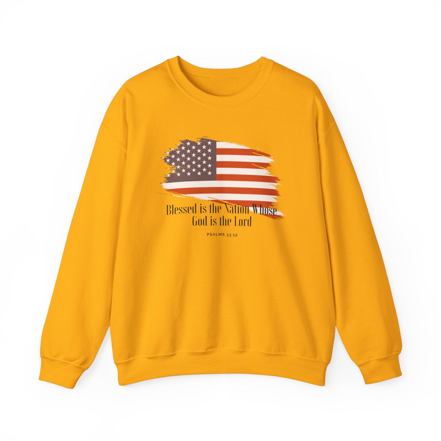 Blessed Is the Nation Whose God is God Sweatshirt Flag Sweatshirt Christian Flag Sweatshirt for Women