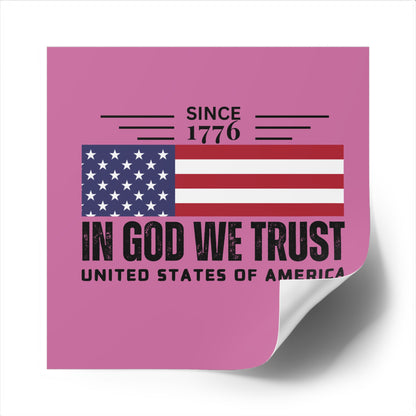 In God We Trust American Christian Sticker with US Flag Sticker In Pink