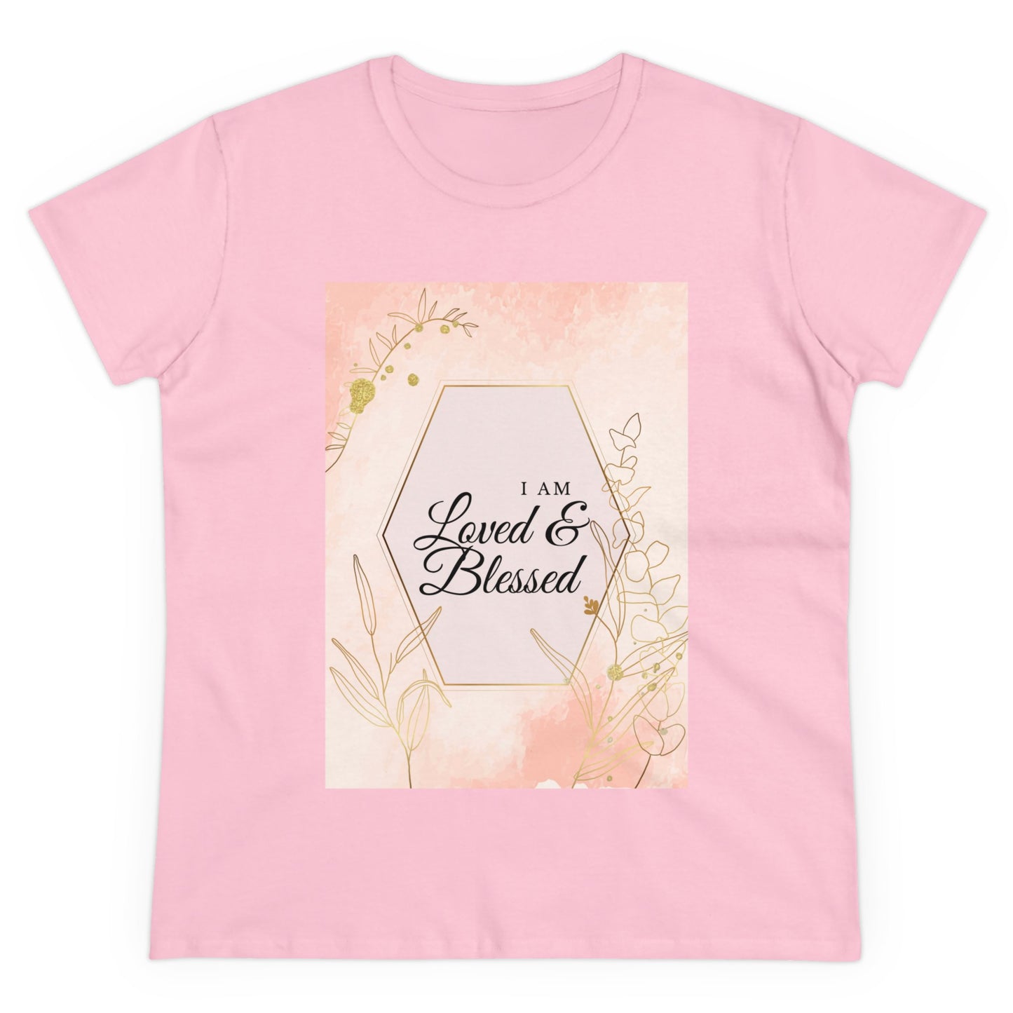 Loved and Blessed Women's Midweight Cotton Tee for Christian Mom Tshirt with Bible Verse Midweight Tshirt Gifts for Christian Moms