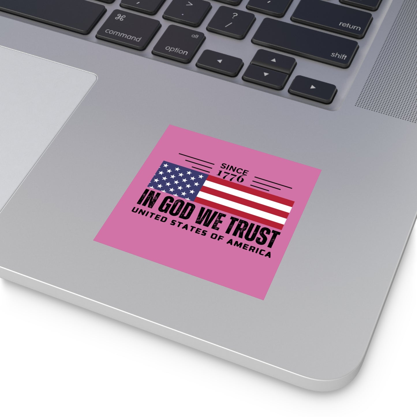 In God We Trust American Christian Sticker with US Flag Sticker In Pink