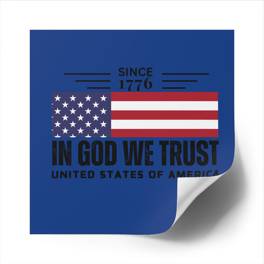 In God We Trust American Christian Sticker with US Flag Sticker In Blue