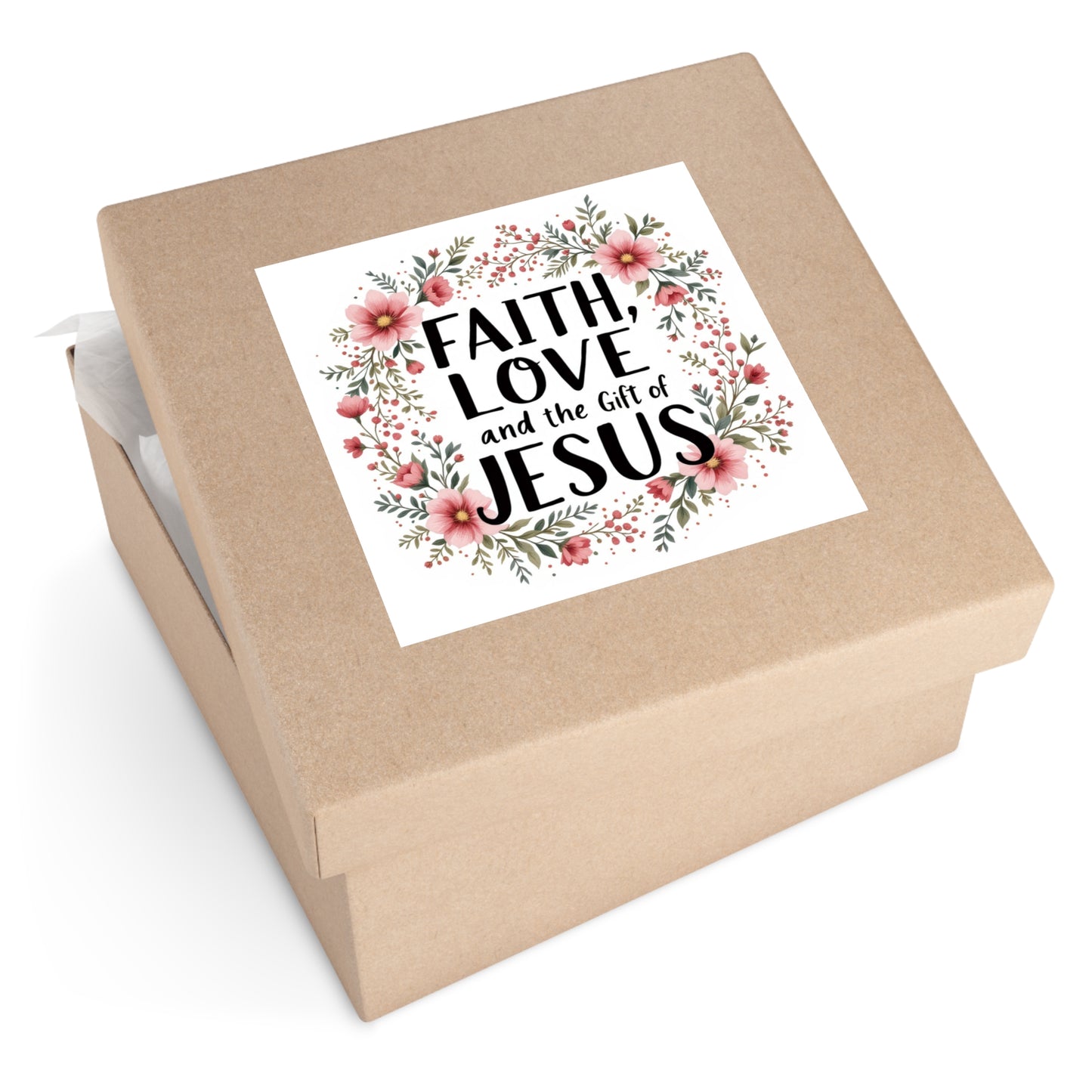 Faith Love and the Gift of Jesus, Christmas Gift, Christian Vinyl Sticker, Christmas sticker