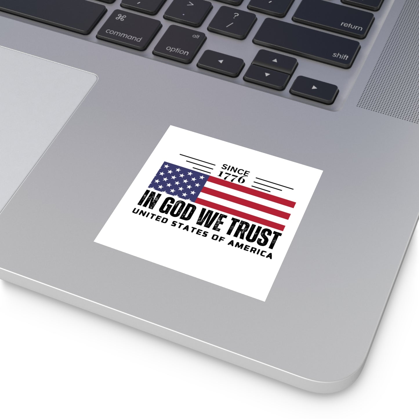 In God We Trust American Christian Sticker with US Flag Sticker In White