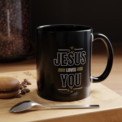 Jesus Loves You Mug with Bible Verse Christian coffee mugs for Mom Christian Coffee Mug with Inspirational Message Accent Coffee Mug in 11oz Coffee Mug in 15 oz for coffee lovers