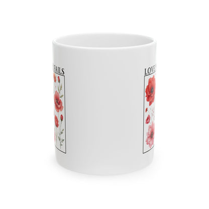 Christian Coffee Mug, Love Never Fails Mug, Ceramic Mug (11oz, 15oz) Faith Gift, Inspirational Tea Cup, Bible Verse Mug