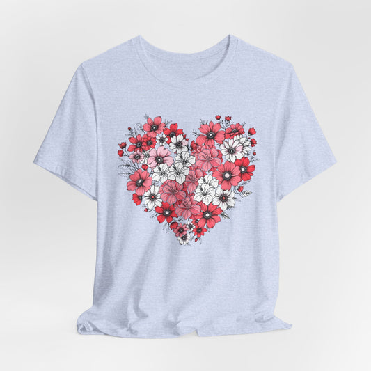 Love Heart and Flowers Tshirt