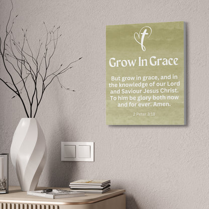 Grow in Grace Christian Faith Wall Art Decor Canvas Scripture Art Prints and Bible Verse Art Canvas Stretched in 1.5''