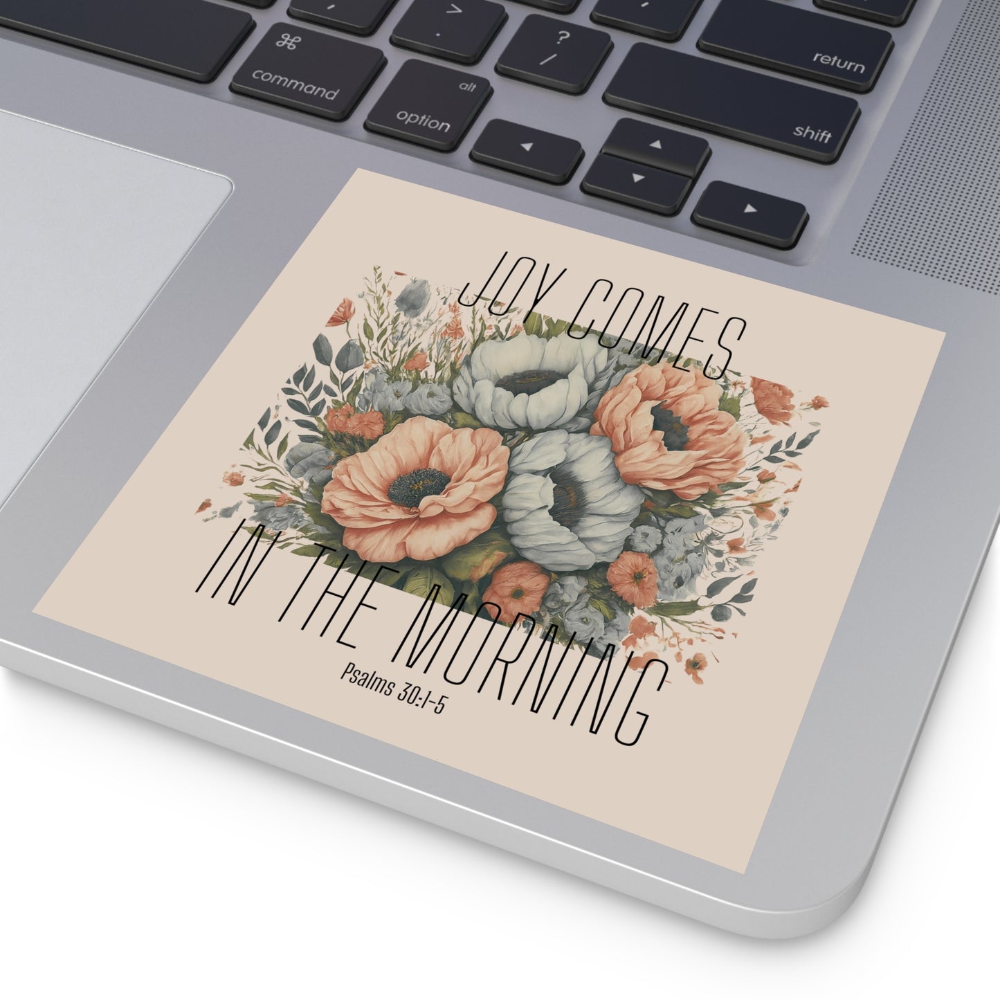 Joy Comes In The Morning Square Sticker with Bible Verse Christian Waterproof Sticker