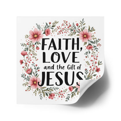 Faith Love and the Gift of Jesus, Christmas Gift, Christian Vinyl Sticker, Christmas sticker