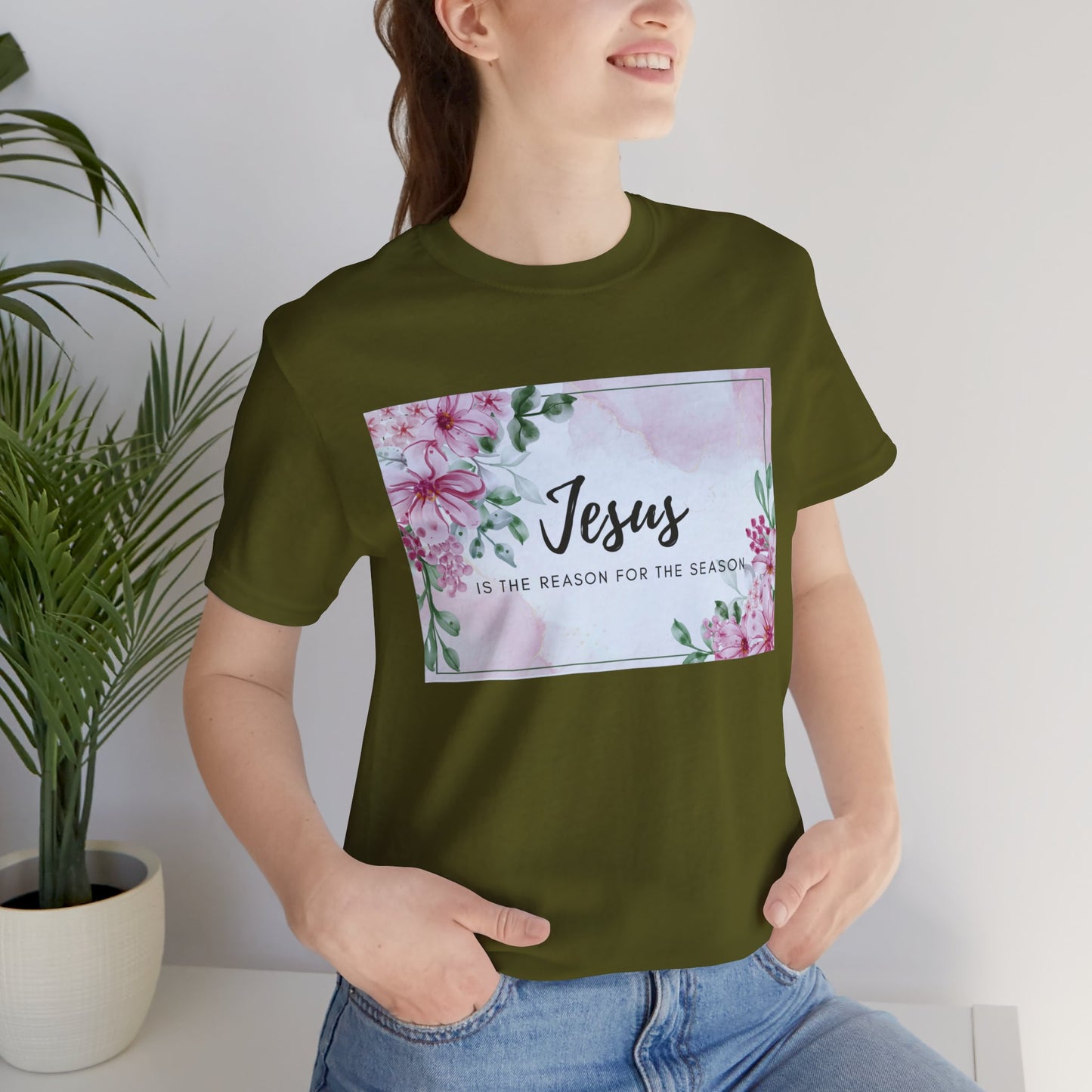 Jesus is the reason for the season Jesus-inspired Shirt with Flower Graphics Ideal Christian Gift Ideas for Women