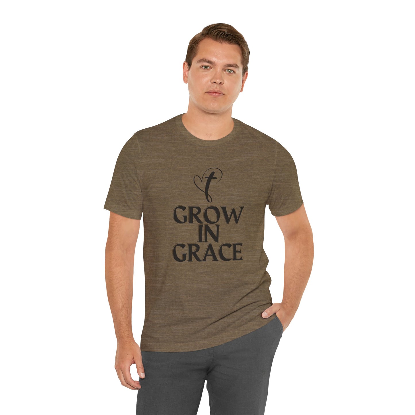 Grow in Grace Inspirational, Comfortable Church Tee with a Positive Message Ideal Christian Gift Idea for Men and Women.