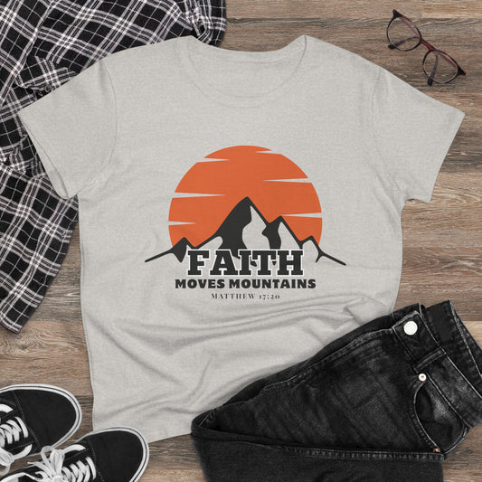 Faith Moves Mountains Mama Women's Midweight Cotton Tshirt