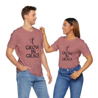 Grow in Grace Inspirational, Comfortable Church Tee with a Positive Message Ideal Christian Gift Idea for Men and Women.