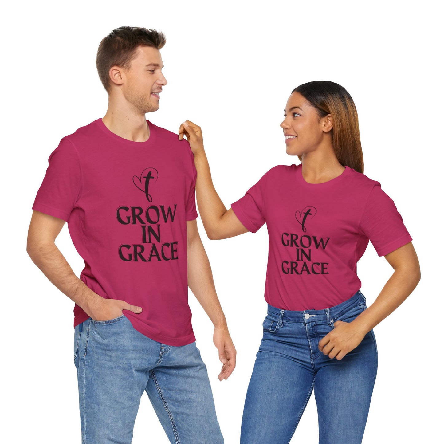 Grow in Grace Inspirational, Comfortable Church Tee with a Positive Message Ideal Christian Gift Idea for Men and Women.