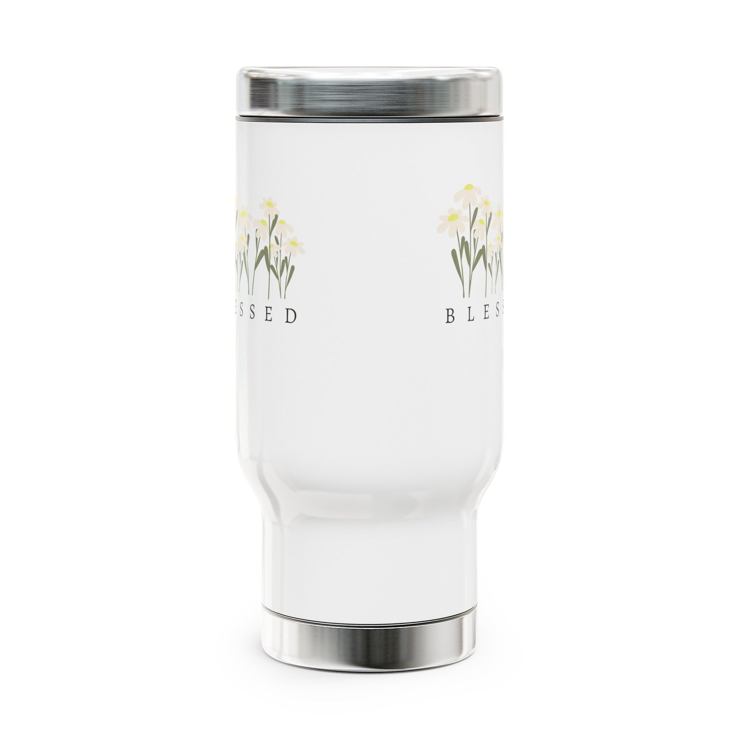 Blessed Floral Travel Mug with Handle Christian14oz Tumbler with Handle with Christian Message Reusable Bottle Perfect for Travel and Daily Refreshments