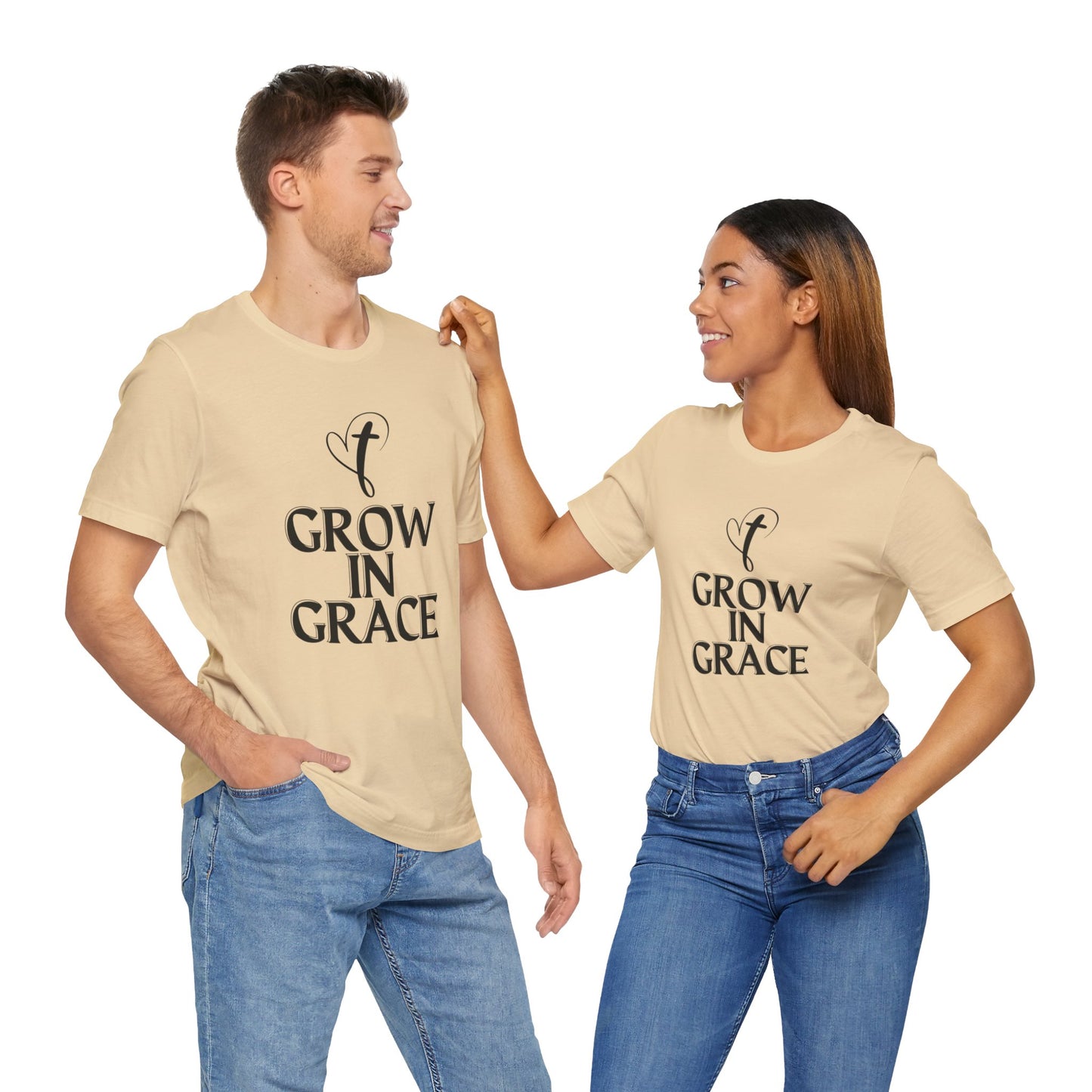 Grow in Grace Inspirational, Comfortable Church Tee with a Positive Message Ideal Christian Gift Idea for Men and Women.