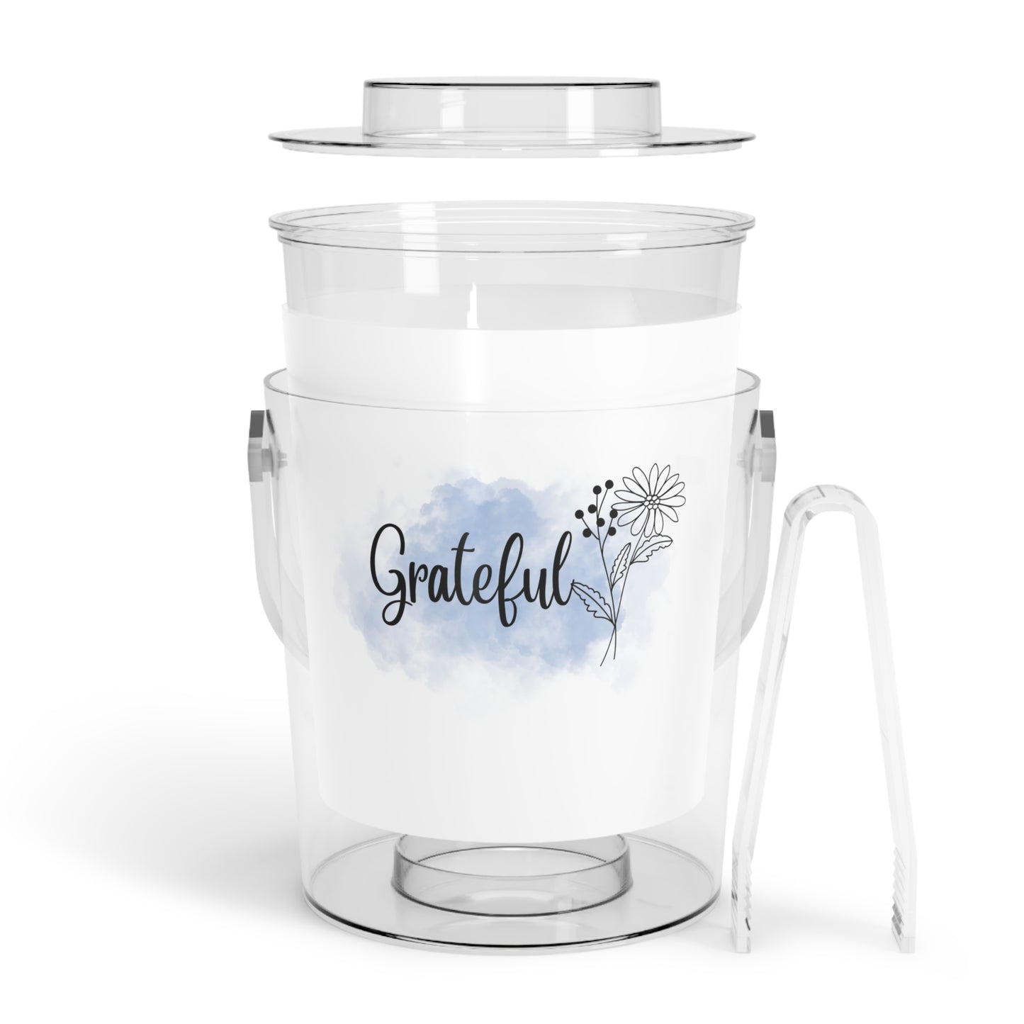 Grateful Ice Bucket with Tongs Storage Bin for Ice Cubes to Keep Ice Frozen for Parties and Events Ice Bucket with Tongs and Lid