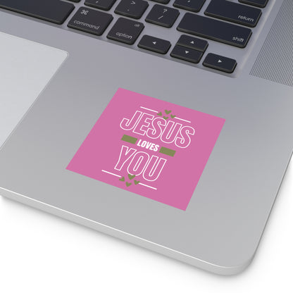 Christian Stickers, Jesus Loves You, Scripture Sticker, Christian Vinyl Sticker in Pink