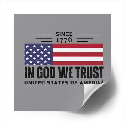 God We Trust American Christian Sticker with US Flag Sticker In Grey