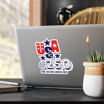 USA @250 Patriotic Kiss-Cut Vinyl Decal — "One Nation Under God"