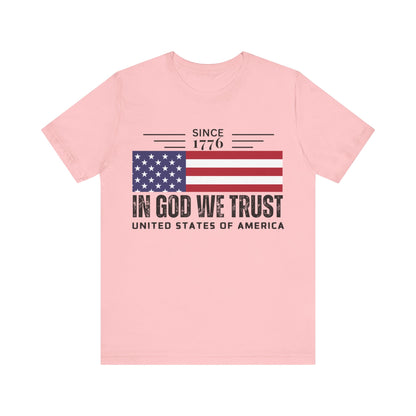 In God We Trust Christian American Flag Tshirt with US Flag