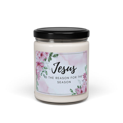 Jesus is the Reason for the Season Floral Christian Candle