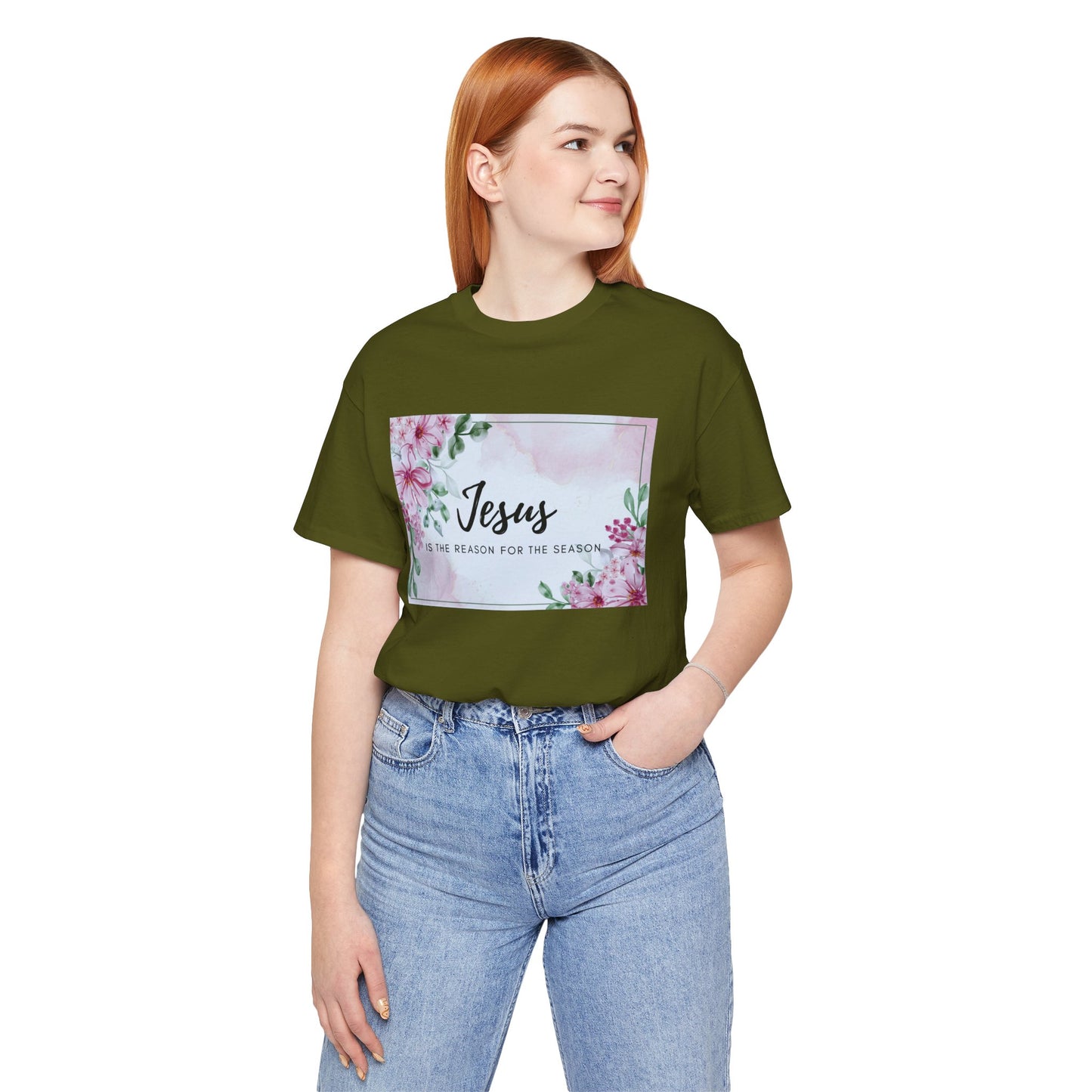 Jesus is the reason for the season Jesus-inspired Shirt with Flower Graphics Ideal Christian Gift Ideas for Women