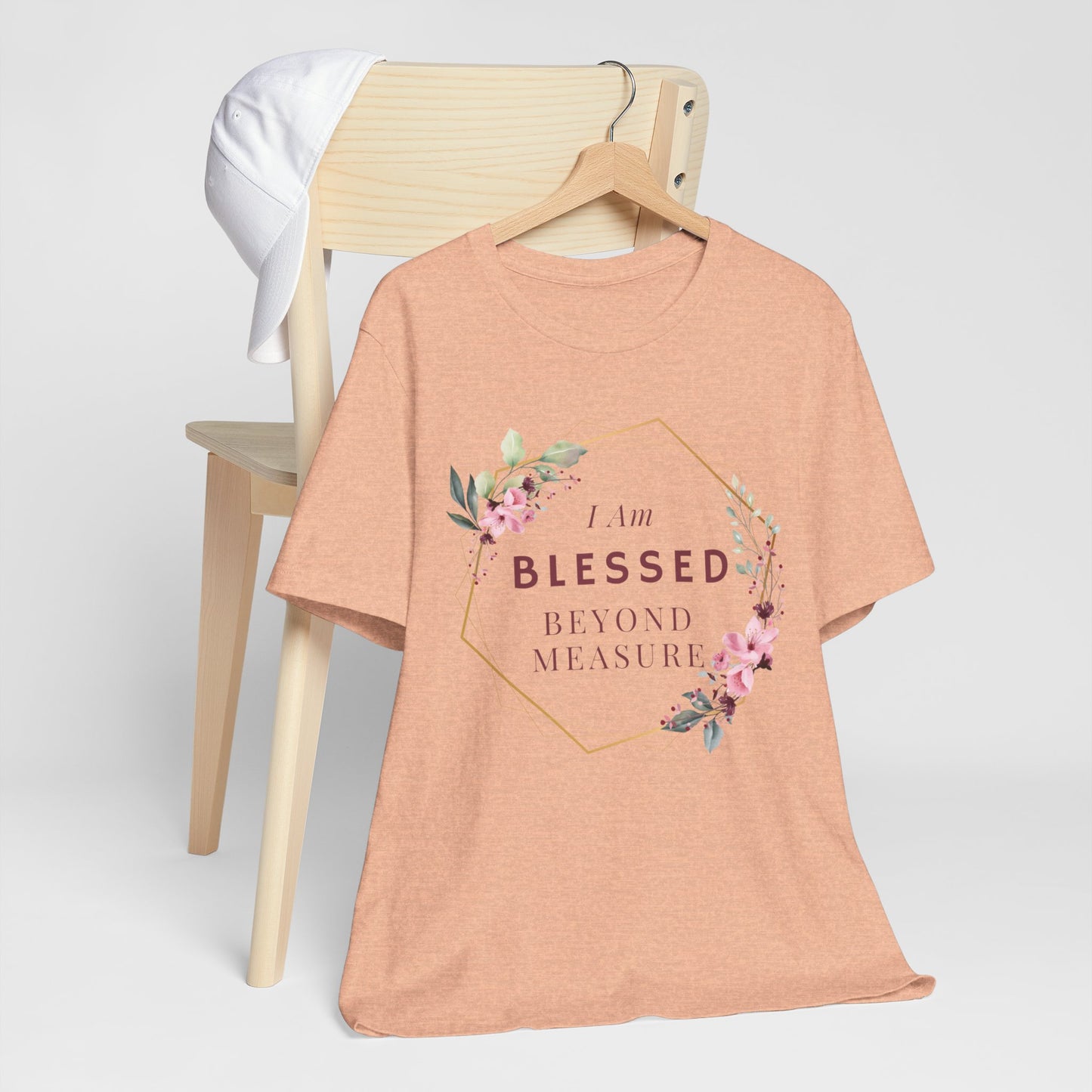 I am Blessed Beyond Measure Faith Inspired Christian T Shirt with Flower Graphics Ideal Christian Gift Ideas for Women.