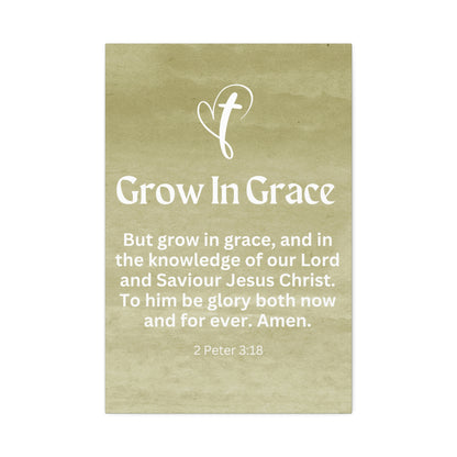 Grow in Grace Christian Faith Wall Art Decor Canvas Scripture Art Prints and Bible Verse Art Canvas Stretched in 1.5''