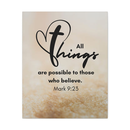 All Things are Possible Wall Art Christian Faith Canvas with Scripture Art Prints and Bible Verse Art Canvas Stretched in 1.5''