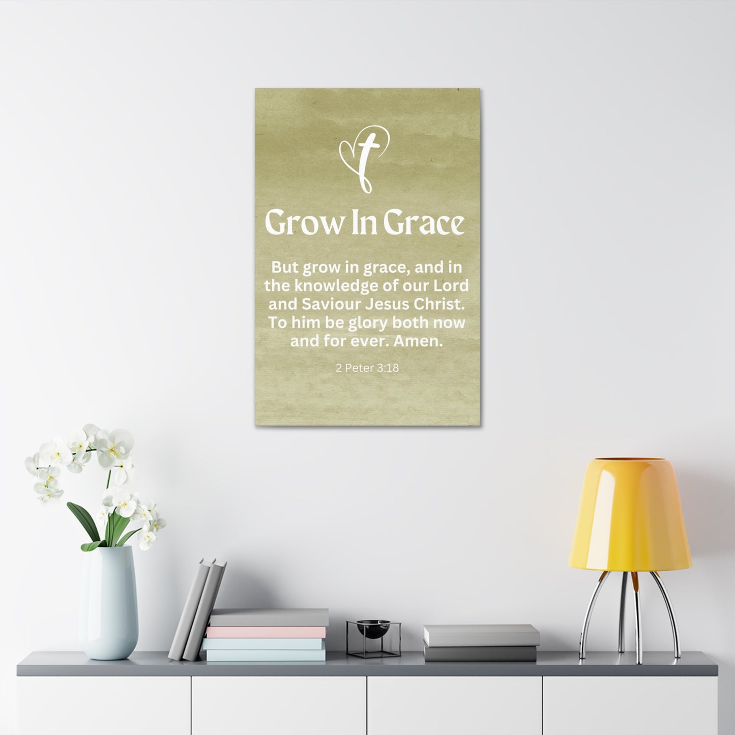 Grow in Grace Christian Faith Wall Art Decor Canvas Scripture Art Prints and Bible Verse Art Canvas Stretched in 1.5''