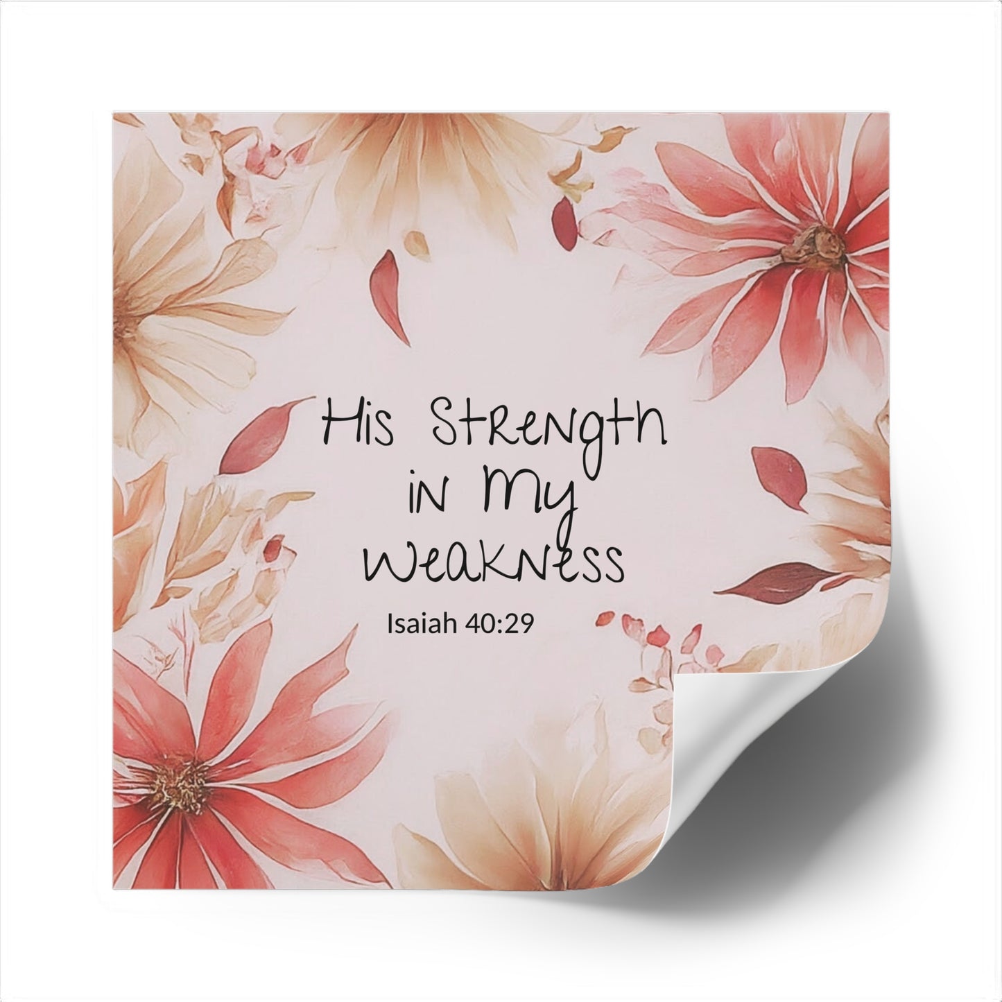 Christianity sticker, His Strength In My Weakness, Notebook Stickers, Christian Vinyl Sticker, Christian Decal for Water Bottle,