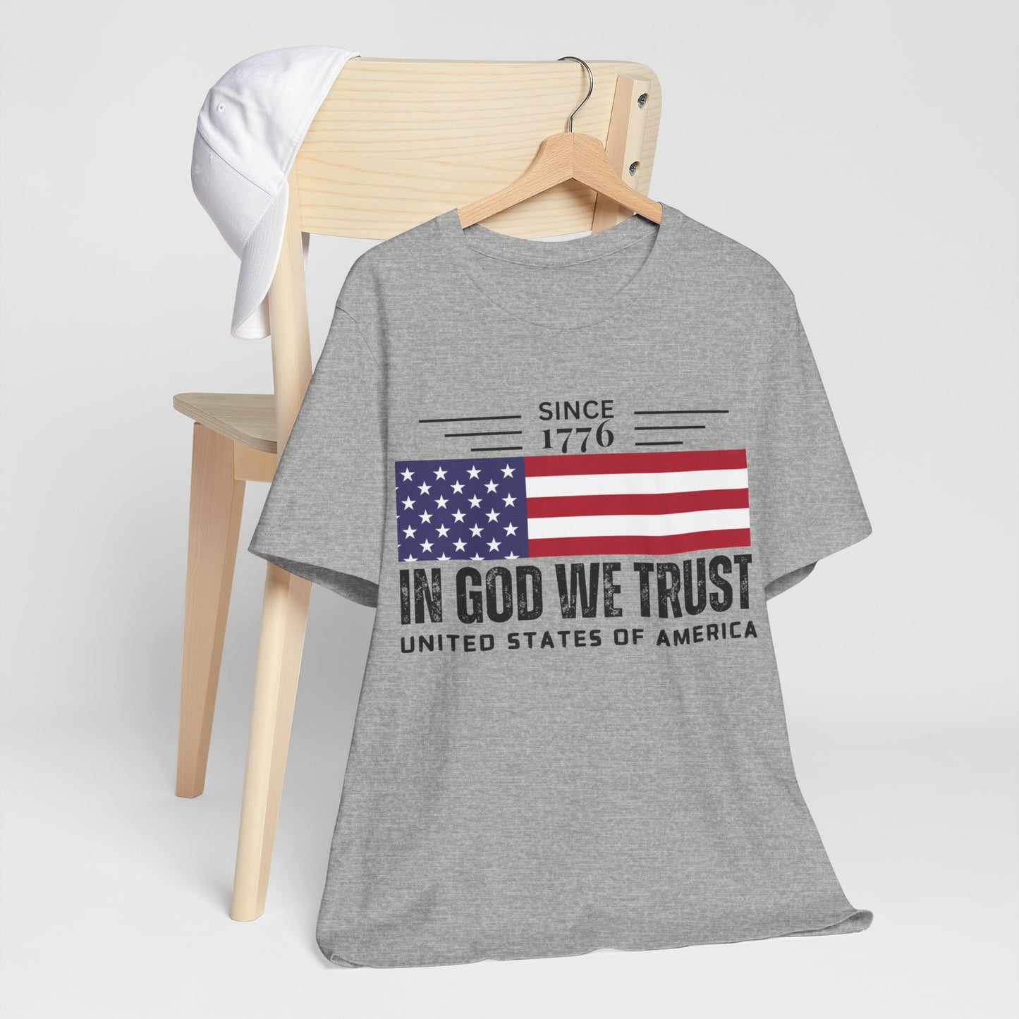 In God We Trust Christian American Flag Tshirt with US Flag