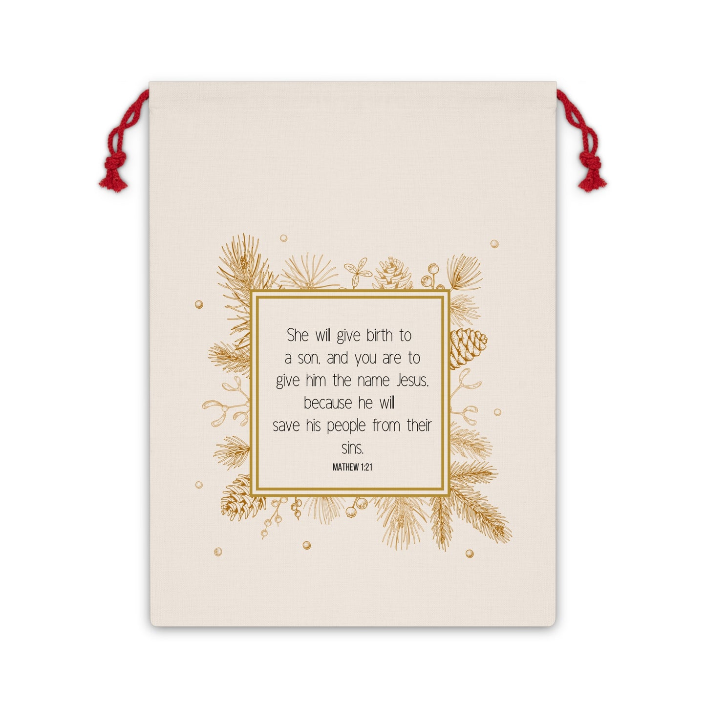 Drawstring Gift Bag, Christian Christmas Jesus Greatest Gift Scripture, Holiday Present Sack, Religious Wrapping Pouch, Xmas Favor Bag,