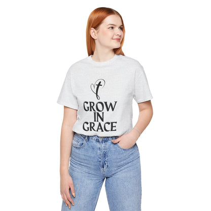 Grow in Grace Inspirational, Comfortable Church Tee with a Positive Message Ideal Christian Gift Idea for Men and Women.