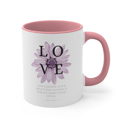 Love Is Christian Mug with Bible Verse Accent Coffee Mug, 11oz