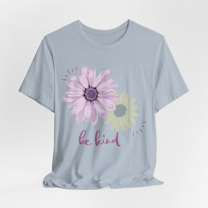 Be Kind Inspirational Christian T-Shirt with Flower Graphics