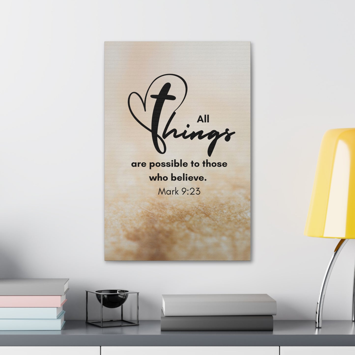 All Things are Possible Wall Art Christian Faith Canvas with Scripture Art Prints and Bible Verse Art Canvas Stretched in 1.5''