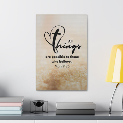 All Things are Possible Wall Art Christian Faith Canvas with Scripture Art Prints and Bible Verse Art Canvas Stretched in 1.5''