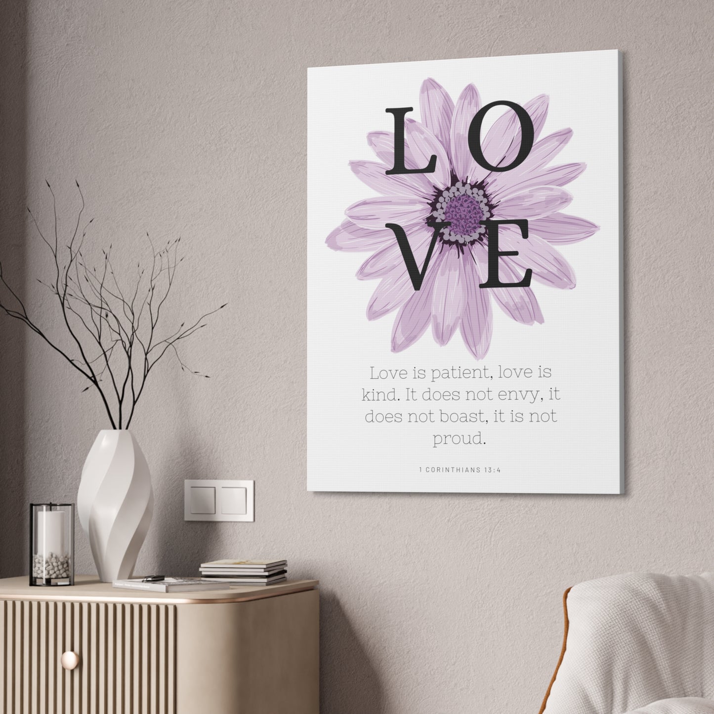 Love Is Christian Wall Art Decor with Scripture Art Prints and Inspirational Wall Art for A Christian Home Canvas Stretched, 1.5''