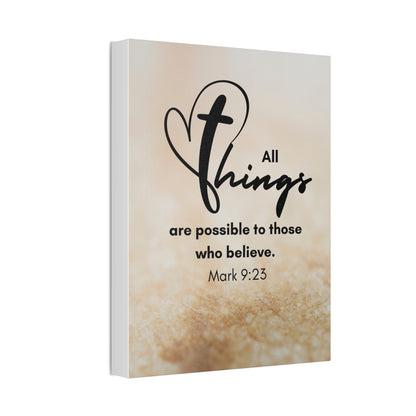 All Things are Possible Wall Art Christian Faith Canvas with Scripture Art Prints and Bible Verse Art Canvas Stretched in 1.5''