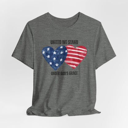 United We Stand Under God's Grace USA Christian Tshirt