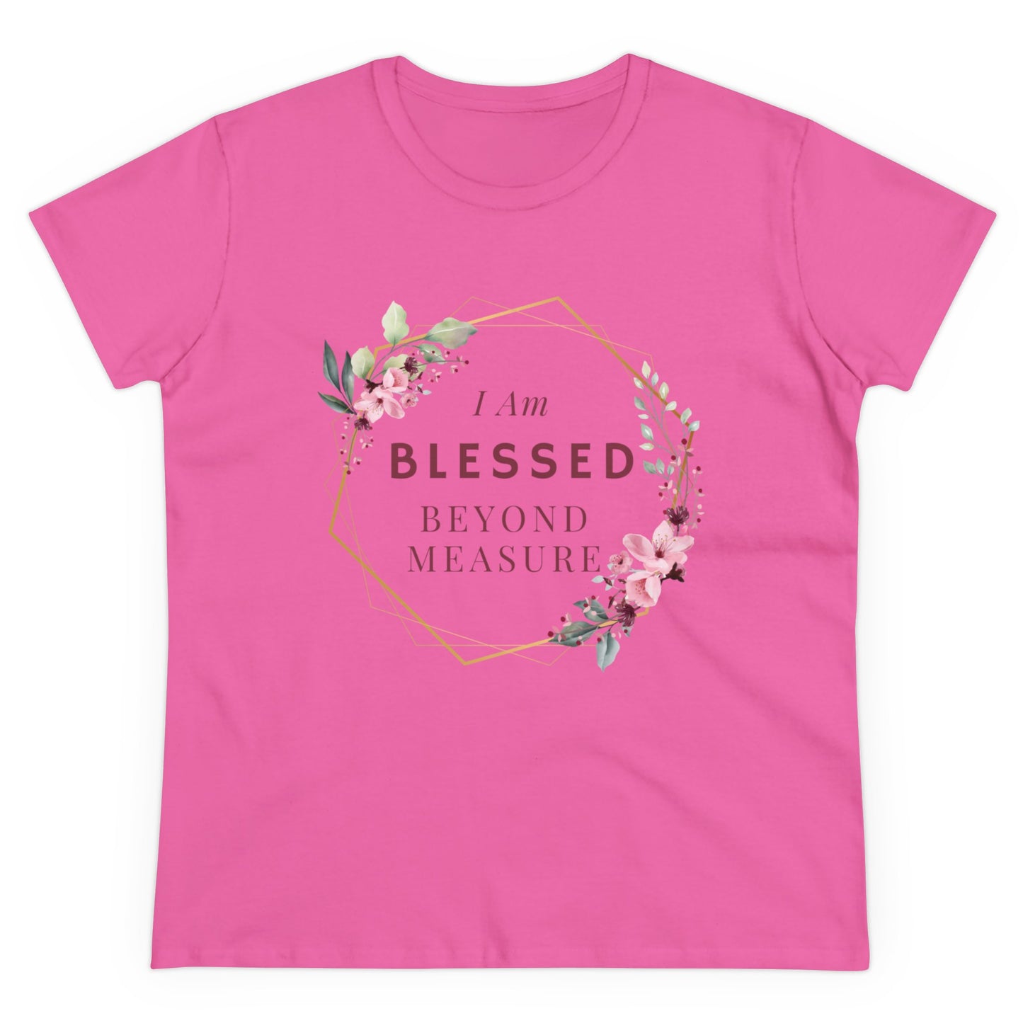 Blessed Beyond Measure Women's Midweight Cotton Tee for Christian Mom Tshirt with Bible Verse Midweight Tshirt Gifts for Christian Moms