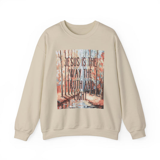 Christian Unisex Sweatshirt, Jesus is the Way the Truth and the Life, John 13:34-35 Design, Comfort Fit Crewneck, Religious Gift,