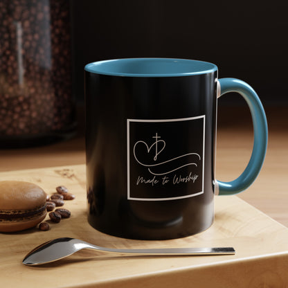 Made to Worship Mug with Bible Verse Christian coffee mugs for Mom Christian Coffee Mug with Inspirational Message Accent Coffee Mug in 11oz Coffee Mug in 15 oz for coffee lovers