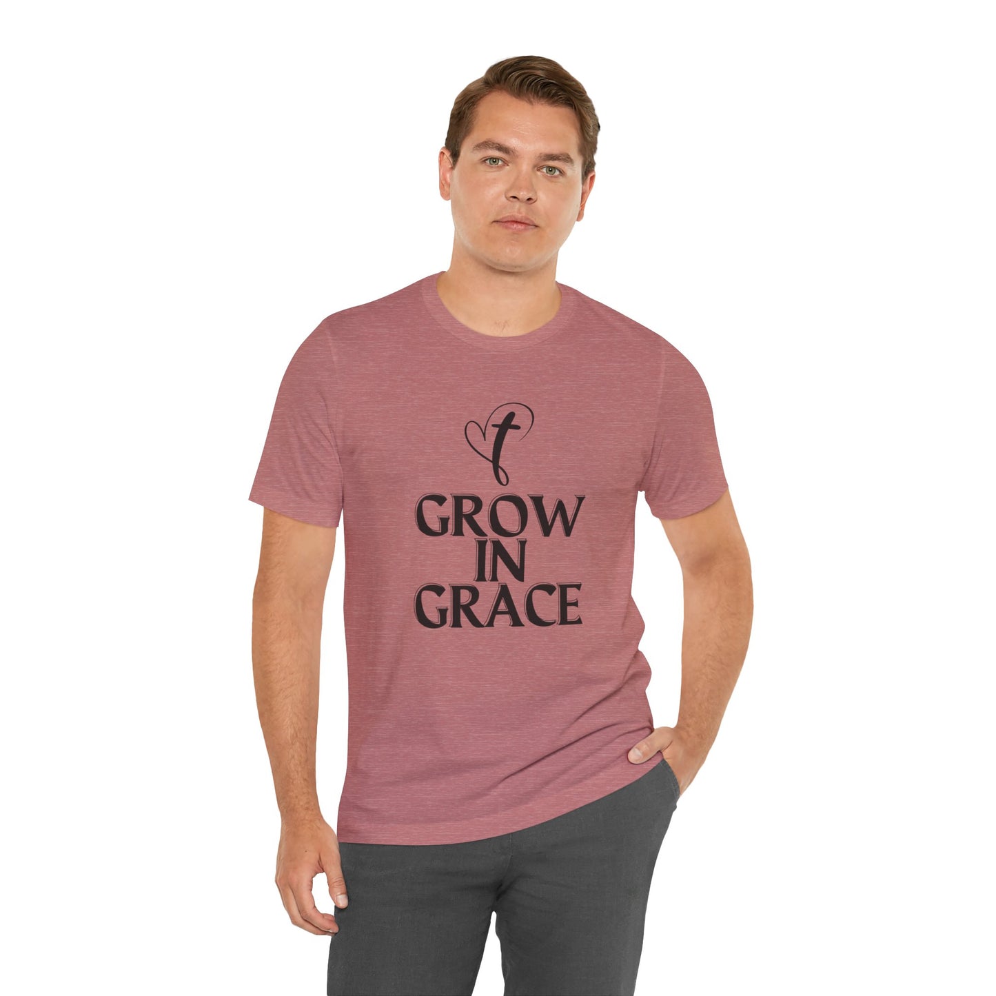 Grow in Grace Inspirational, Comfortable Church Tee with a Positive Message Ideal Christian Gift Idea for Men and Women.